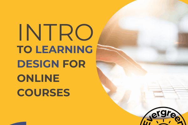 Intro to Learning Design for Online Courses blog header, featuring a hand typing on a laptop.